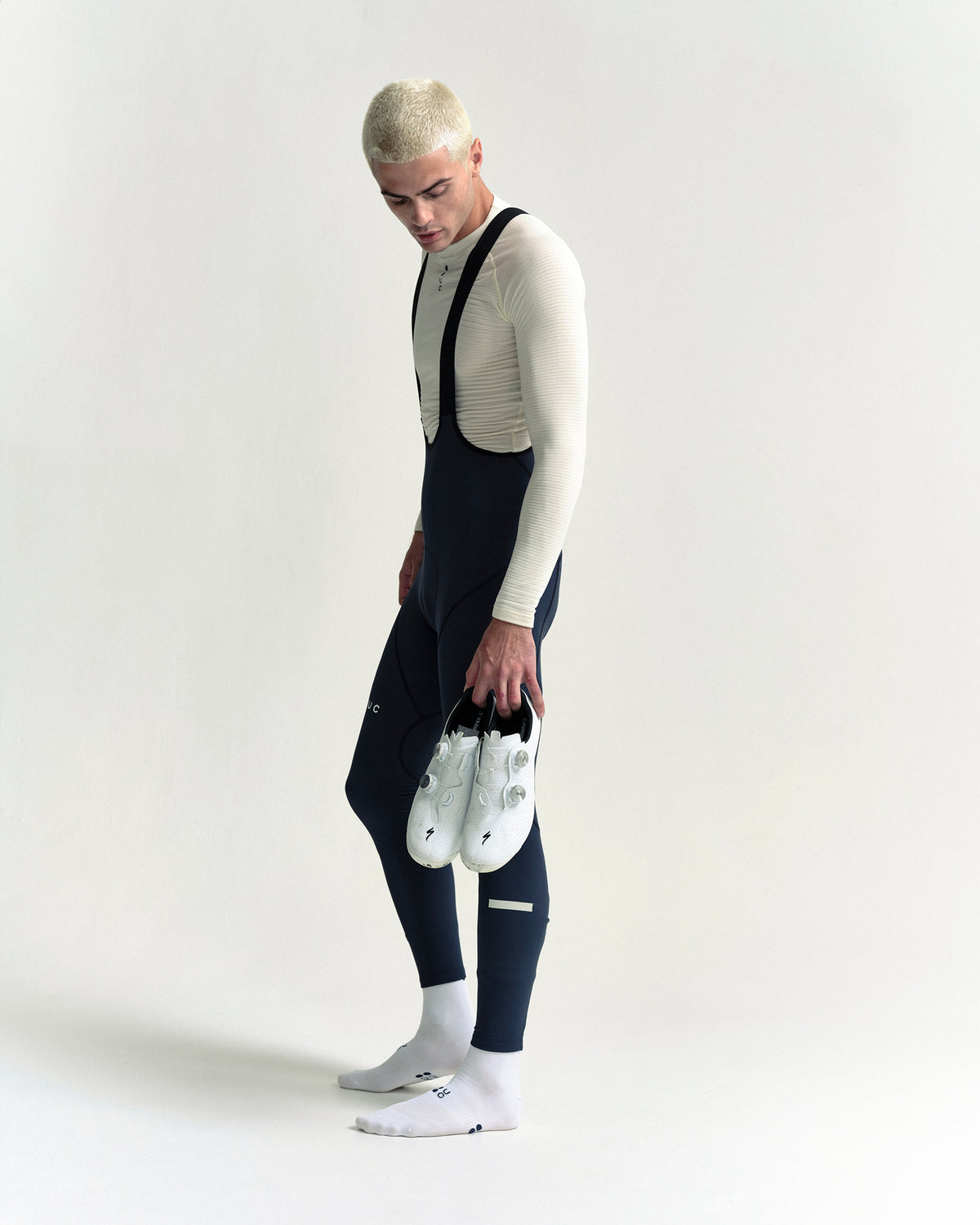 Model wearing the Men's Thermal Base Layer in Off White.