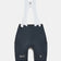 Flatlay of the Women's Chroma Cargo Bib Shorts in Navy Blue: ribbed bib straps, a pocket on each thigh and Universal Colours leg logos.