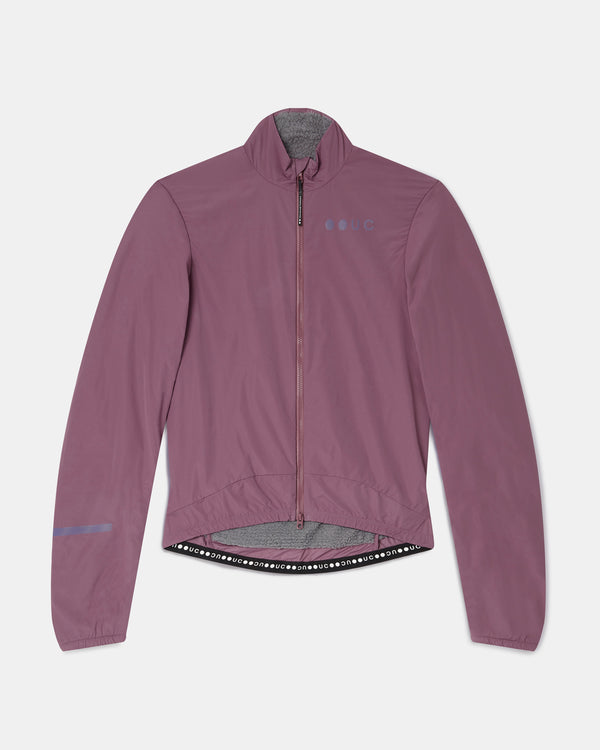 Women's Mono Insulated Jacket in Dusty Rose, front view, showing high collar, full-length two-way zip and UC chest logo.