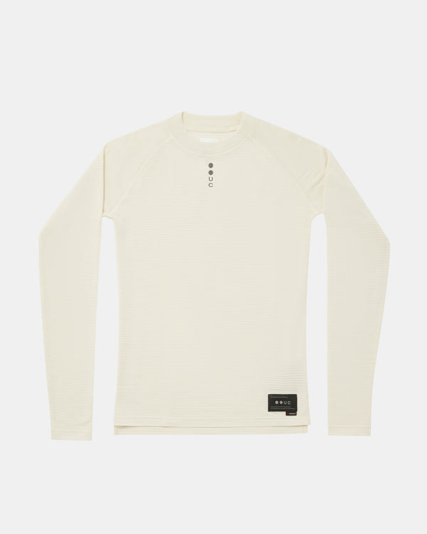 Flatlay of the Men's Thermal Base Layer in Off White, front view.