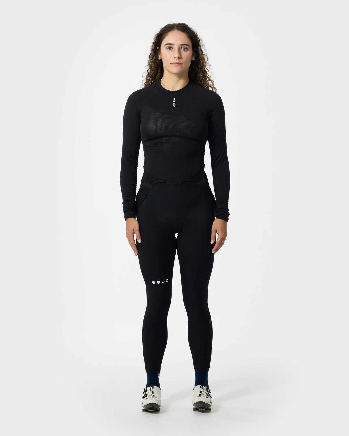 Model wearing the Women's Thermal Base Layer in Black, front view.