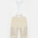 Flatlay of the Men's Mono Cargo Bib Shorts in Off White: tonal cargo side panels, white bib straps and UC back-yoke roundel.