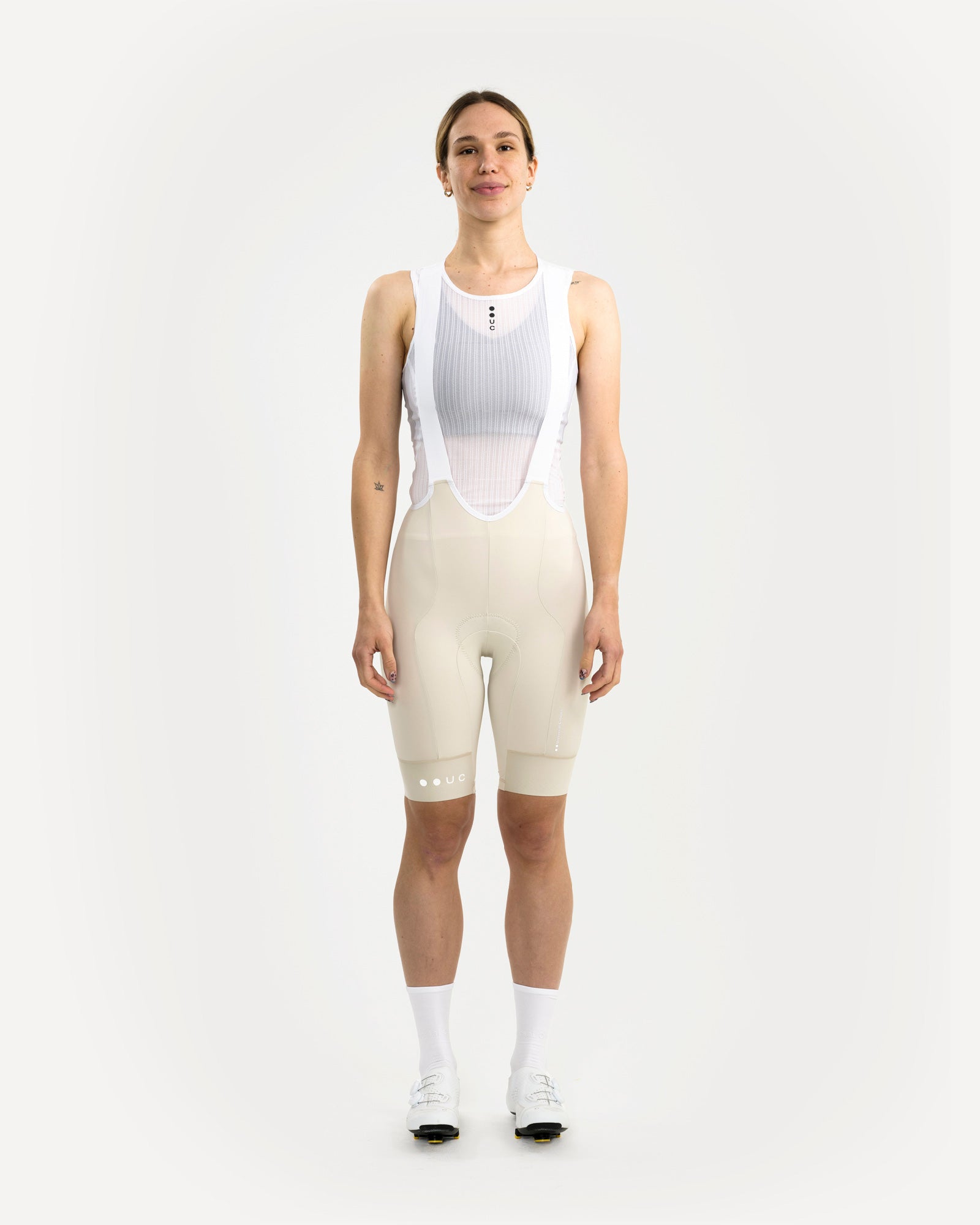 Women's Off White Mono Bib Shorts 2.0 | Universal Colours