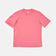 Flatlay of the Tech Tee in Washed Pink, showing the white vertical UC side logo and Universal Colours hem wordmark.