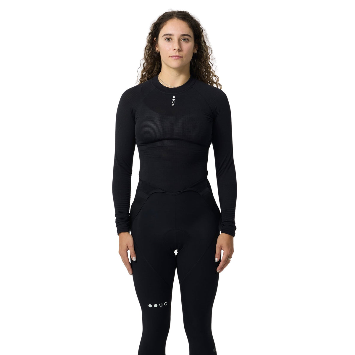 Model wearing the Women's Thermal Base Layer in Black, front view.