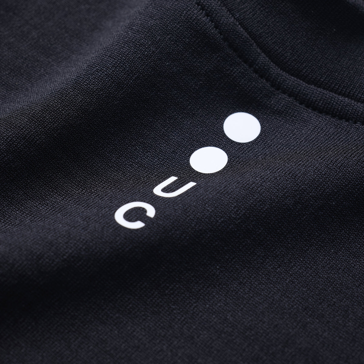 Close-up of the logo on the Women's Thermal Base Layer in Black.