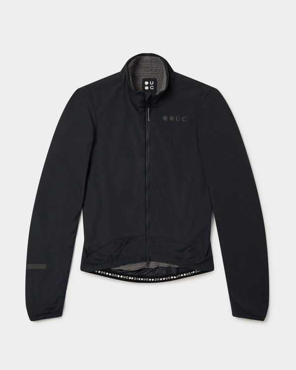Women's Mono Insulated Jacket in Slate Grey, front view, showing high collar, full-length two-way zip and tonal UC chest logo.