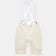 Flatlay of the Women's Mono Bib Shorts 2.0 in Off White: crossover white bib straps, tonal UC hem logo and chamois.
