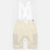 Women's Mono Cargo Bib Short in Off White, flatlay back view, white crossover straps and tonal mesh side cargo panels.