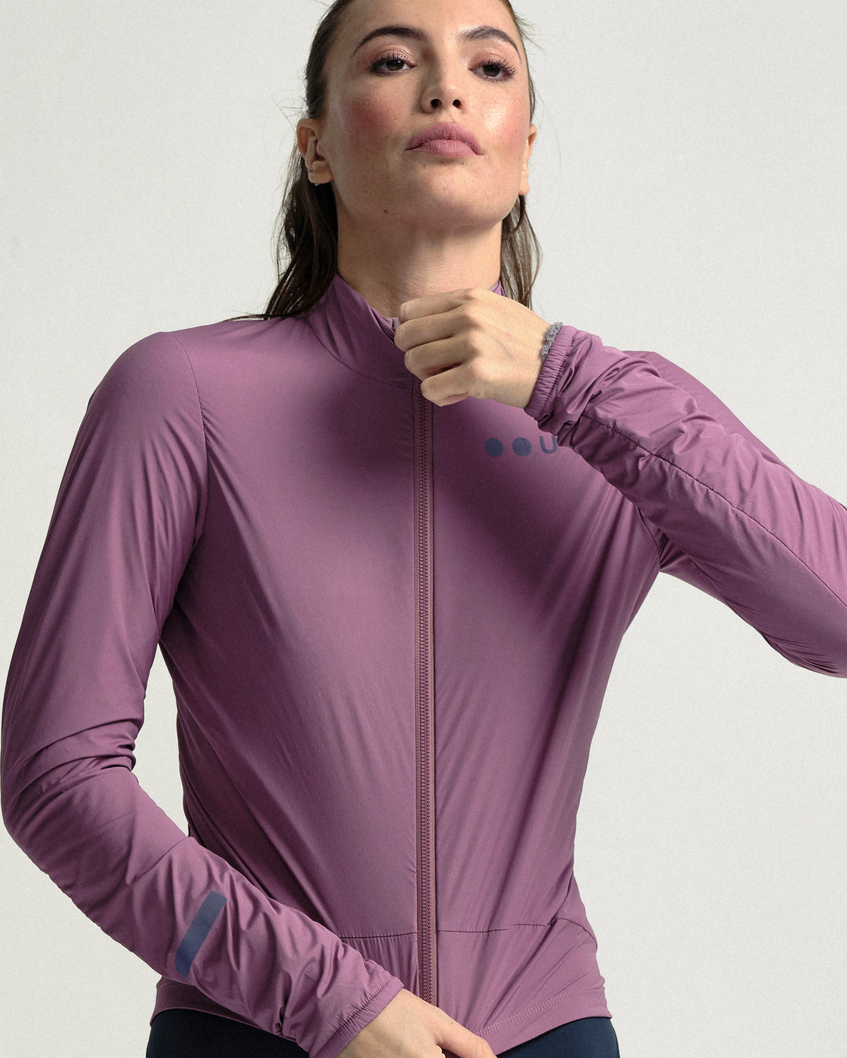 Model wearing the Women's Mono Insulated Jacket in Dusty Rose.
