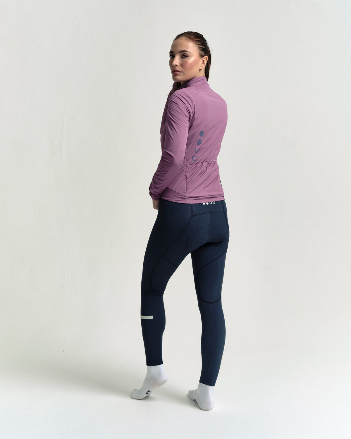 Model wearing the Women's Mono Insulated Jacket in Dusty Rose.