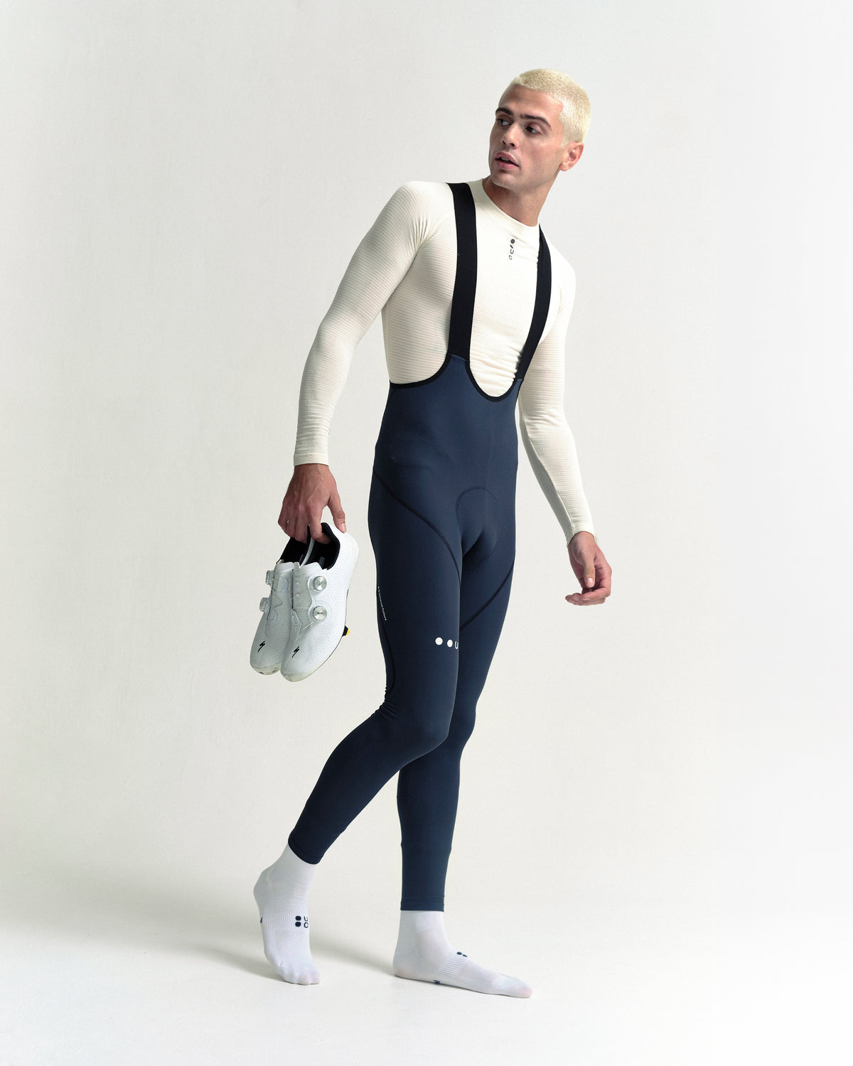 Model wearing the Men's Thermal Base Layer in Off White.