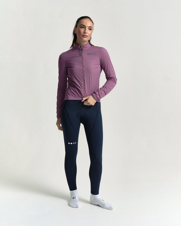 Model in the Women's Mono Insulated Jacket in Dusty Rose, full-length view.